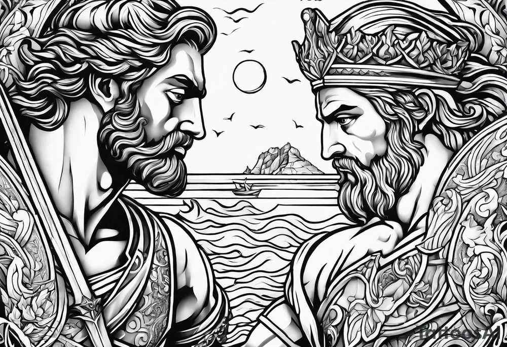 Olympian Hermes and Poseidon tattoo idea