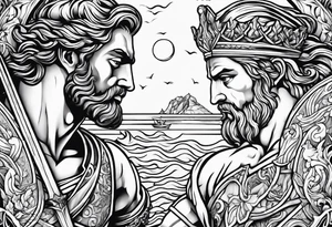 Olympian Hermes and Poseidon tattoo idea