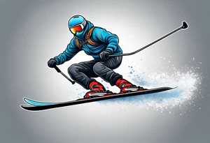 powder skier small cartoon tattoo idea