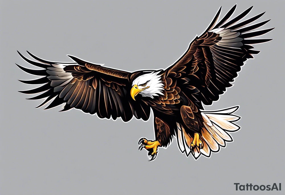 Bald eagle holding a 737 Plane on its feet tattoo idea