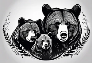 mother bear and cub heads simple tattoo idea