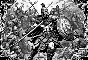 Spartan Warrior battle scene tattoo idea