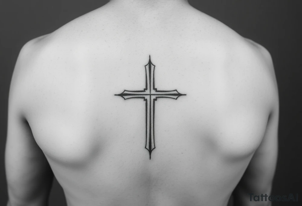 thin lines of a cross, simple, clean tattoo idea