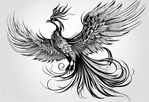 asian phoenix with a long neck, graceful and elegant tattoo idea