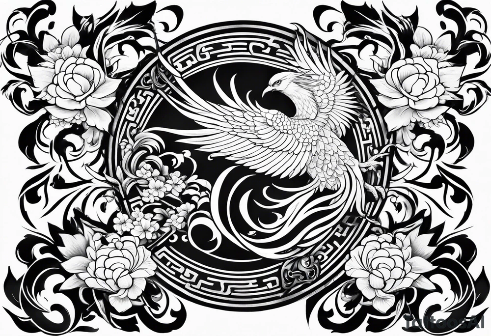 traditional Japanese phoenix no background tattoo idea