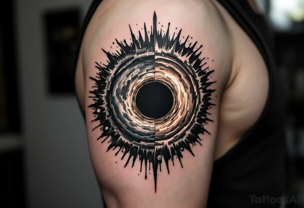 2 different worlds on each side of a black hole tattoo idea