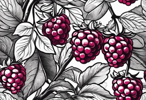 a long raspberry branch that focuses on line work. symbolizes making jam tattoo idea