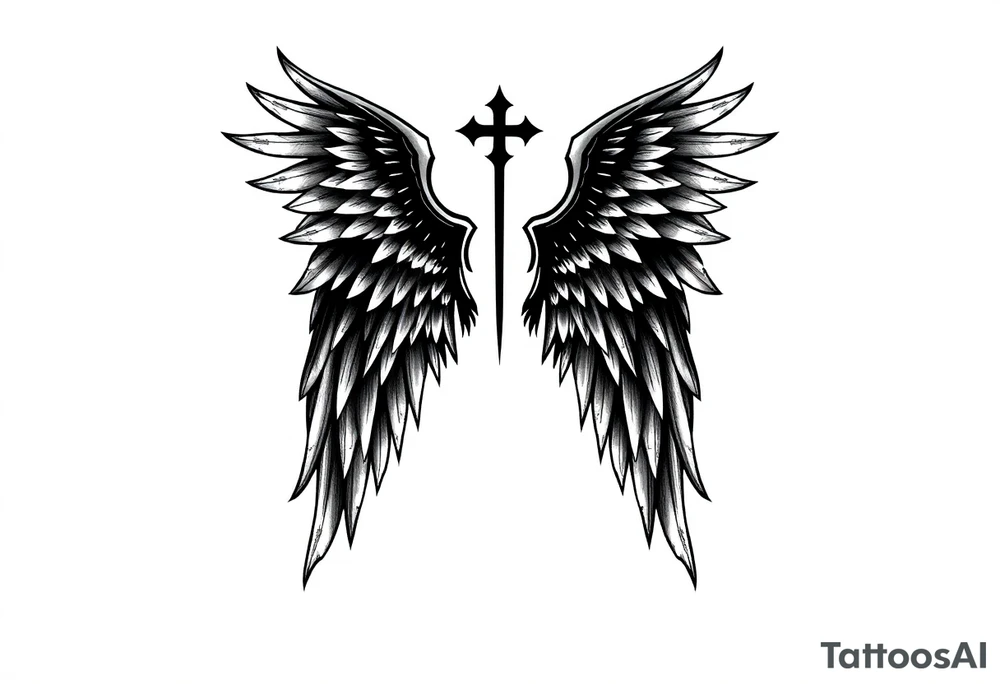 Life and death angel wings tattoo idea
