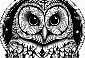 barred owl in flight face on tattoo idea