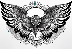 wings with filigree and african tribal patterns for a sleeve tattoo idea