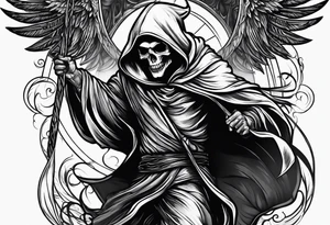 Man dancing with the grim reaper tattoo idea