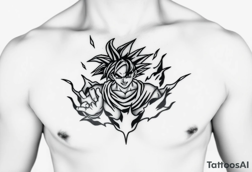 legendary dragonball z scene with energy aura and power effects tattoo idea