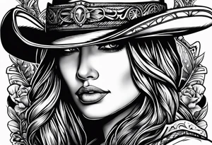Cowgirl with revolver tattoo idea
