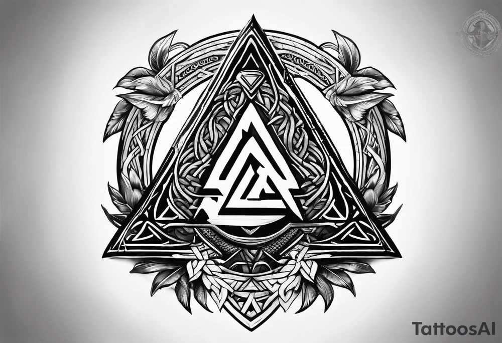Valhalla valknut sword axe shield tattoo idea