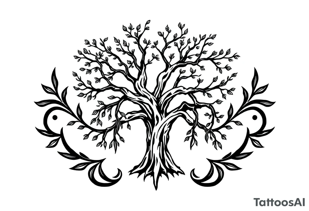 Laurel oak with Spanish moss in a cemetery tattoo idea