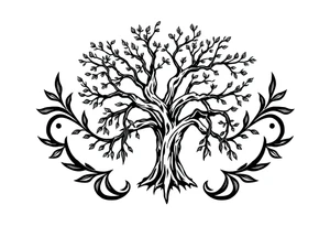 Laurel oak with Spanish moss in a cemetery tattoo idea