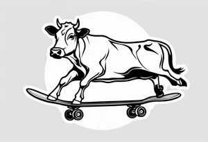 Cow riding skateboard tattoo idea