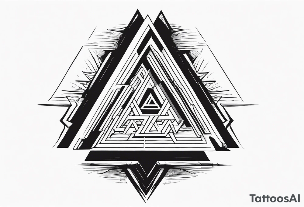 The valknut symbol with a wolf who is howling upwards. tattoo idea