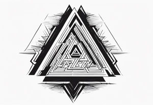 The valknut symbol with a wolf who is howling upwards. tattoo idea