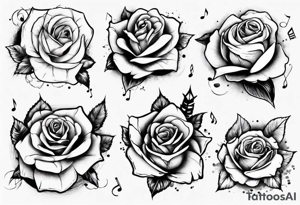 music around rose tattoo idea