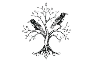 Irish family tree with 3 ravens tattoo idea