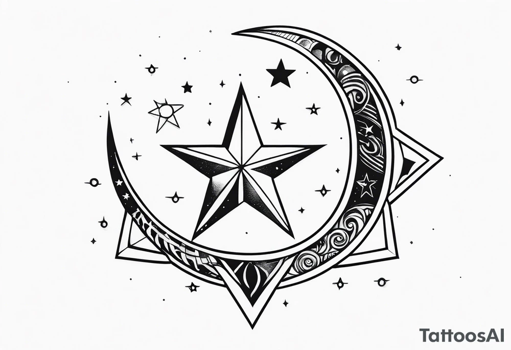 Star and moon tattoo idea