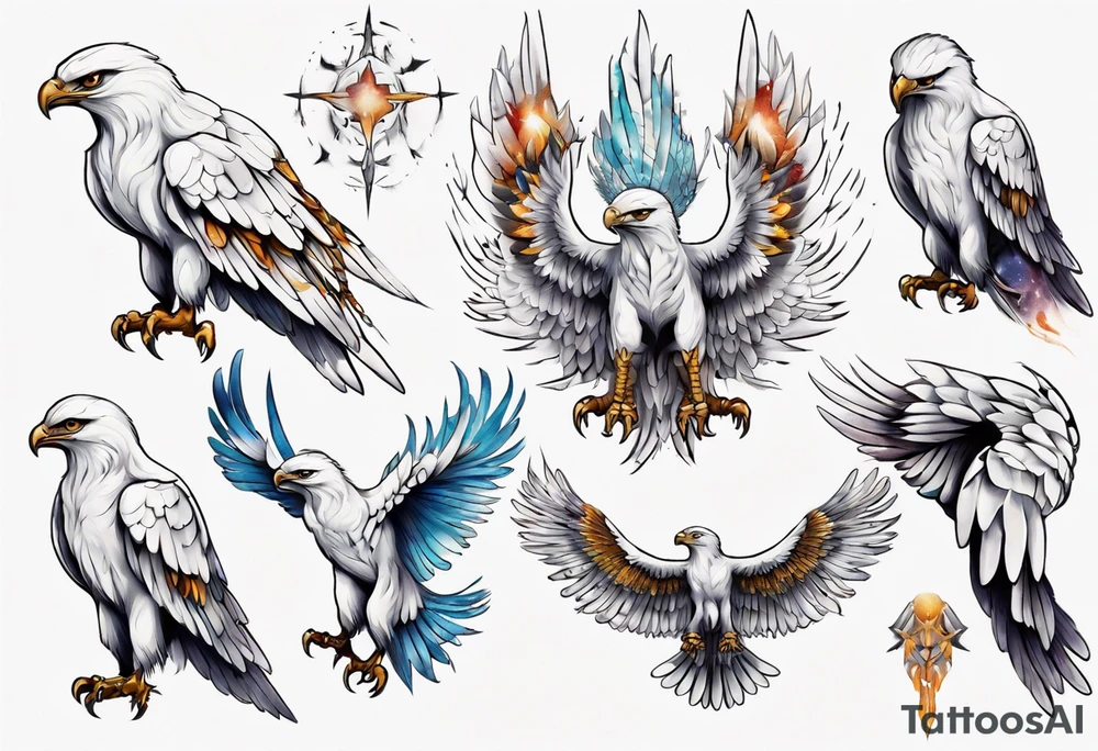A spirit guide in the form of a white hawk tattoo idea