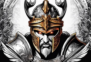 greek god ares with helmet tattoo idea