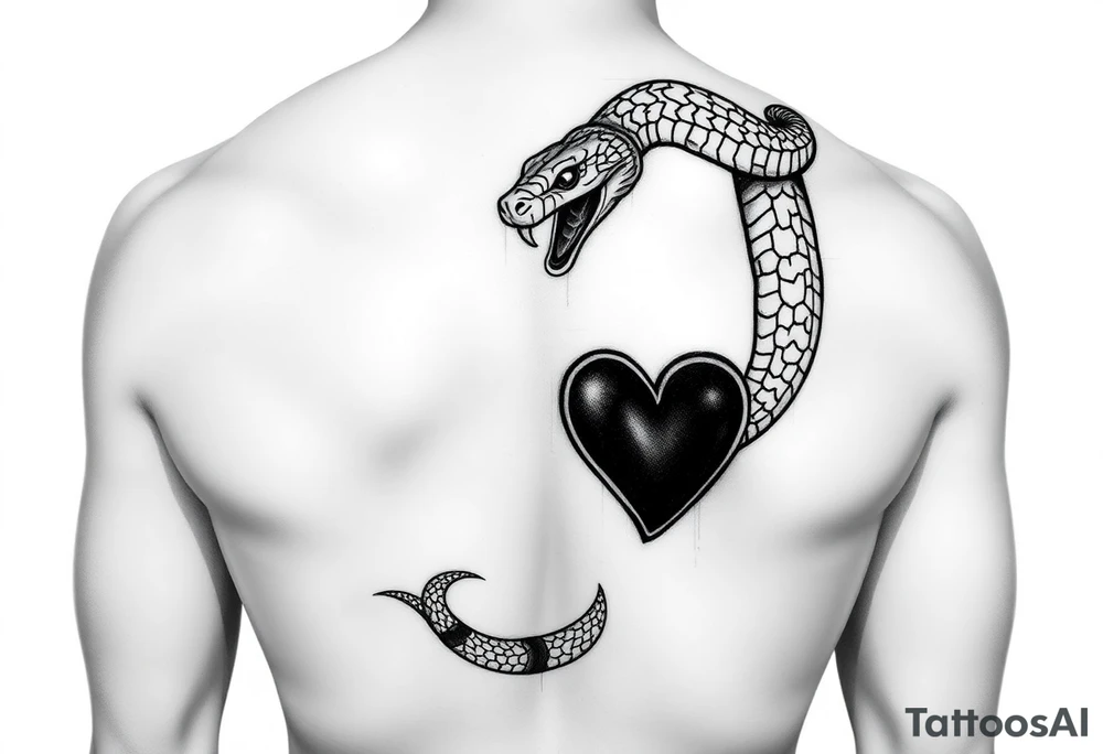 Can you give an example of a snake tattoo that wraps around the elbow and ends on the forearm on the ulnar side? With the words jealous, shame, and black heart subtly incorporated. tattoo idea