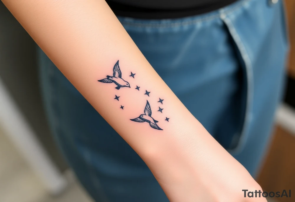 birds flying to the stars tattoo idea