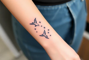 birds flying to the stars tattoo idea