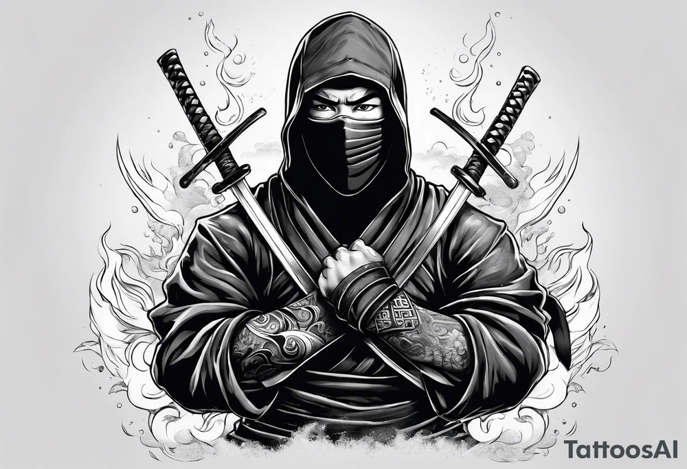 ninja with fire in his hand tattoo idea