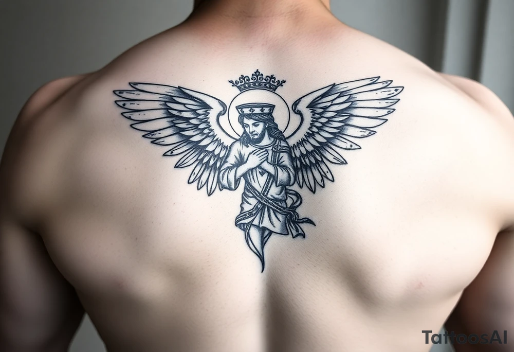 powerful and bold saint michael tattoo idea