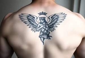 powerful and bold saint michael tattoo idea