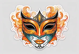 Male masquerade mask with orange smoke tattoo idea