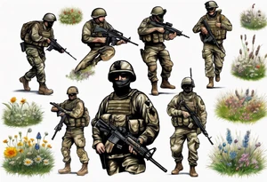 sas soldier in a meadow tattoo idea