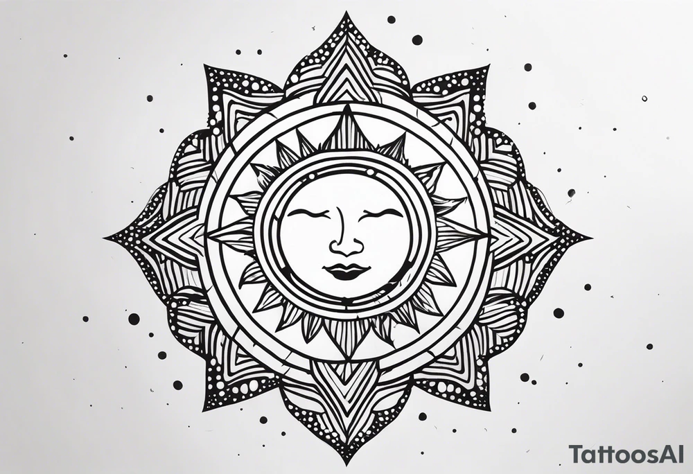 simple sunshine made of black dots tattoo idea