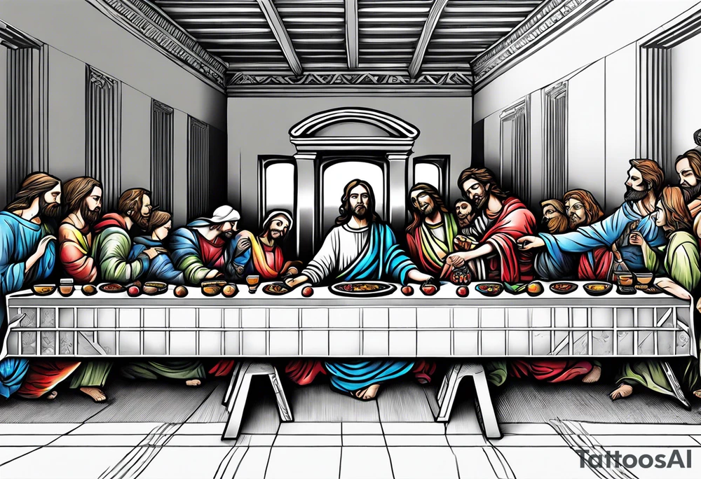 Last supper but everyone is a Skelton tattoo idea