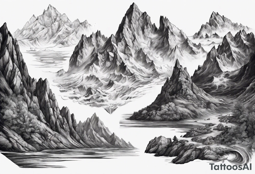 The triglav mountain and the sea beneath it tattoo idea