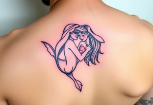 Ariel and Bell hugging tattoo idea