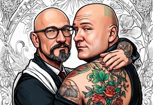 sven is a skinny bald german doctor and he hugs his 400 pound big irish frined jay tattoo idea