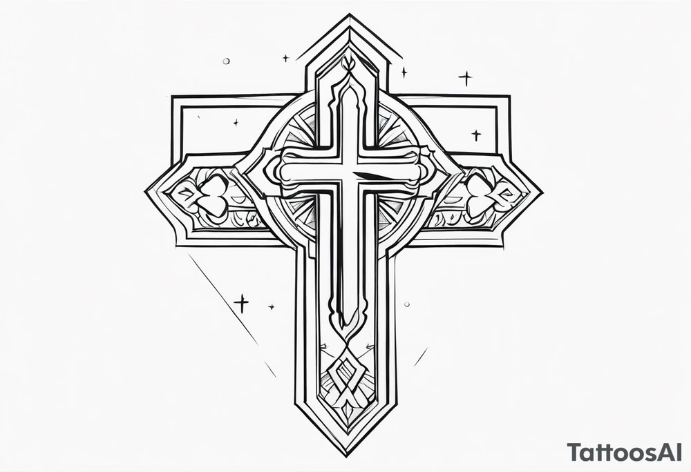 date of grandpa birth and death with a cross design tattoo idea