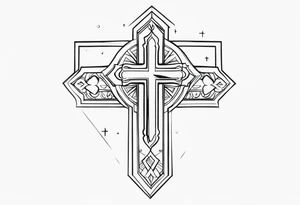 date of grandpa birth and death with a cross design tattoo idea