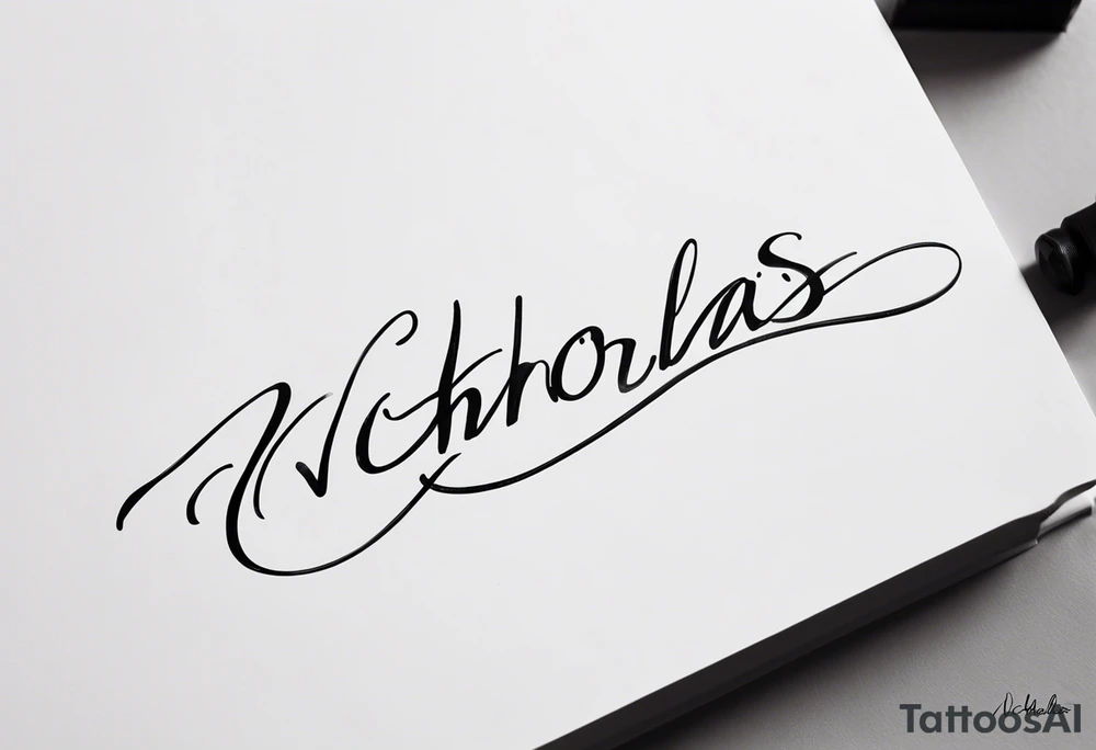 Nicholas written in cursive on spine tattoo idea