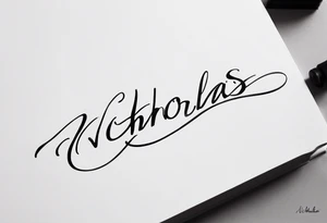 Nicholas written in cursive on spine tattoo idea