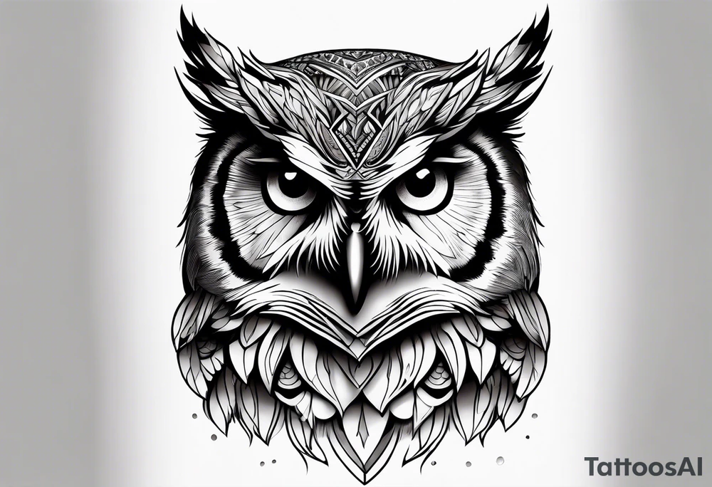 majestic owl, medium size tattoo idea