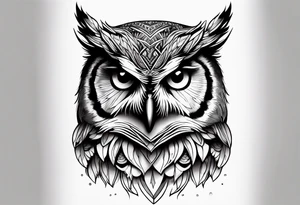 majestic owl, medium size tattoo idea