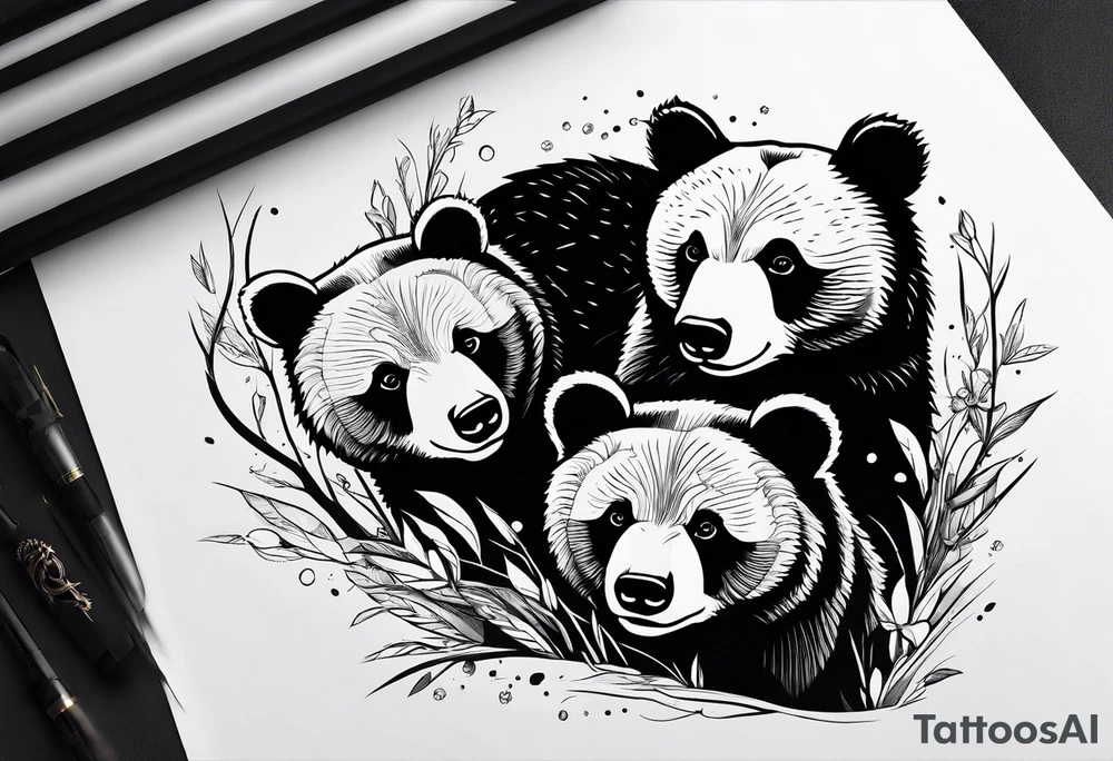 2 bear cubs playful tattoo idea