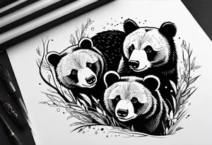 2 bear cubs playful tattoo idea