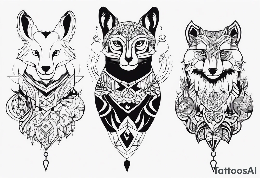 animal character juggling tattoo idea